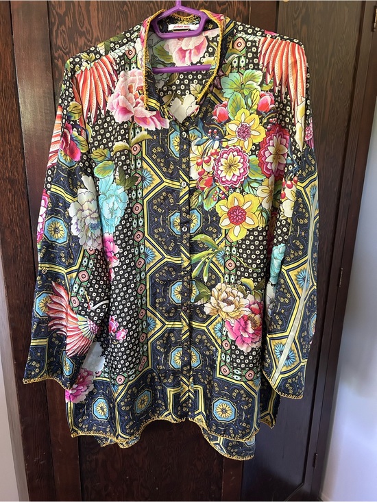 Johnny Was Tops - Johnny Was Floral Silk Button Down Top